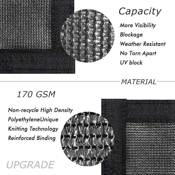 UPGRADE Privacy Fence Screen 3'x57' Black Outdoor 90% Visibility Blockage 170 - Image 2