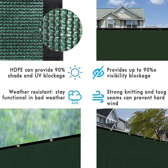 UPGRADE Privacy Fence Screen 4'x30' Dark Green Outdoor 90% Visibility Blockage - Image 6