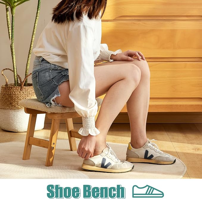 Foot Stool, Foot Stool Small, Ottoman Foot Rest, Wood Stool - Image 2