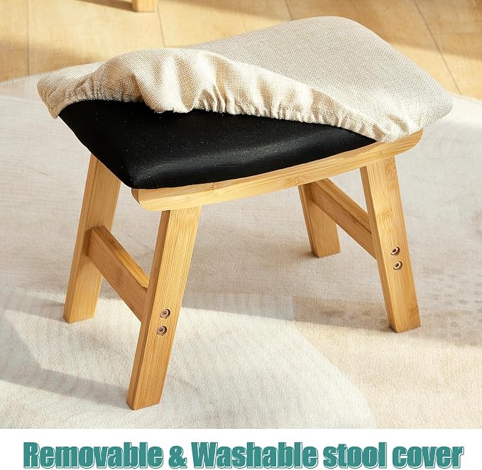 Gray Foot Stools Ottoman, Small Soft Footrest Ottoman - Image 8