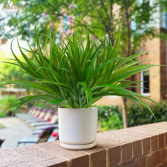 6Pcs Artificial Grass Fake Plants 17.3in 16 Leaves Outdoor Fake Grass UV - Image 6