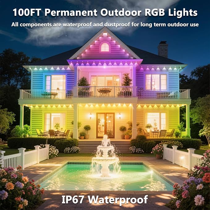 100FT Permanent Outdoor Lights for House Waterproof, Outdoor Permanent led - Image 4