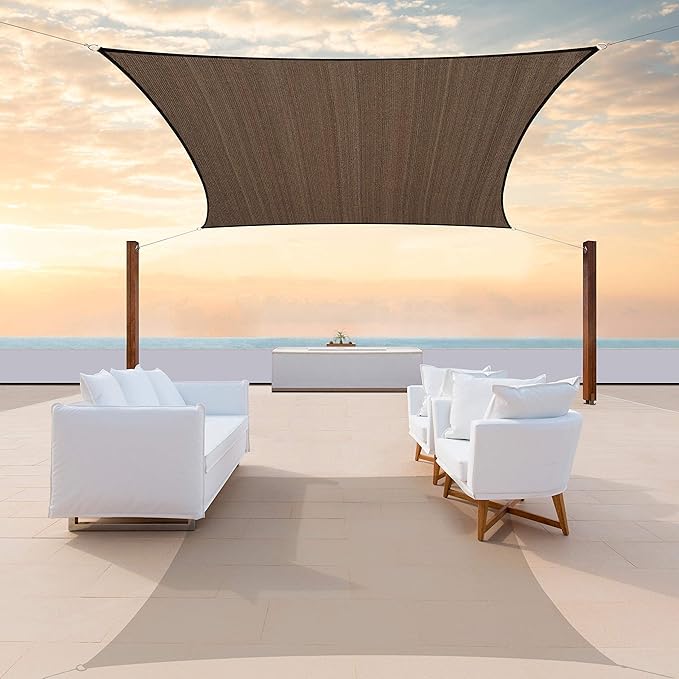 ColourTree TAPR1616 Custom Size 9' x 21' Brown Sun Shade Sail Canopy UV Block by ColourTree