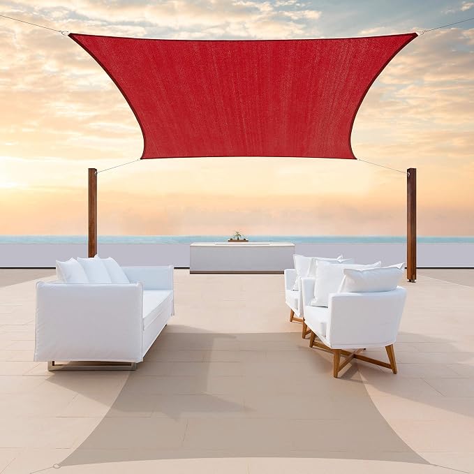 ColourTree TAPR1616 Custom Size 14' x 16' Red Sun Shade Sail Canopy UV Block by ColourTree