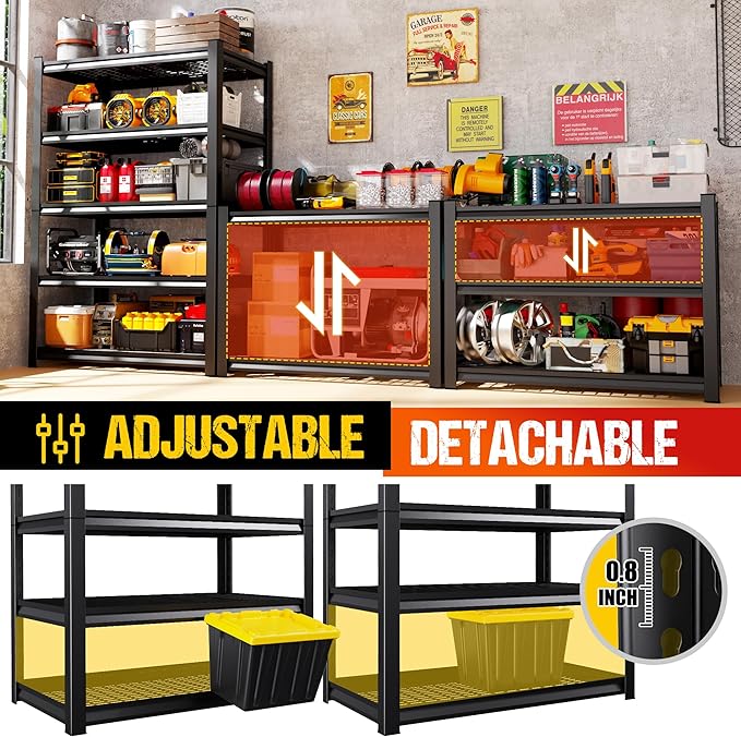 71.2" H Garage Shelving Heavy Duty Storage Shelves, Adjustable Metal Shelving - Image 5