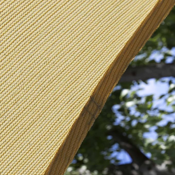 Amgo Custom Size 7' x 10' x 12.2' Sand Beige Right Triangle Sun Shade Sail - Image 8