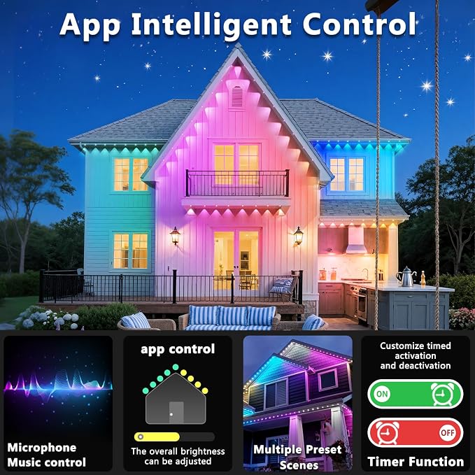 100FT Permanent Outdoor Lights for House Waterproof, Outdoor Permanent led - Image 5