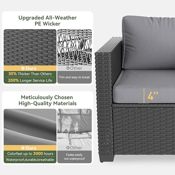 Aoxun 4 Piece Patio Furniture Set - Image 4
