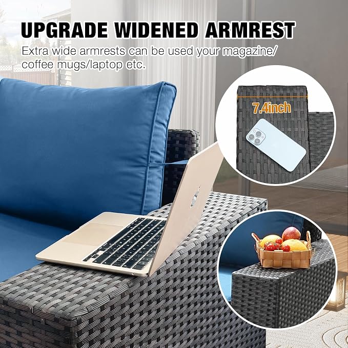 10 Pieces Patio Furniture Set All-Weather Outdoor Wicker Sectional Conversation - Image 3