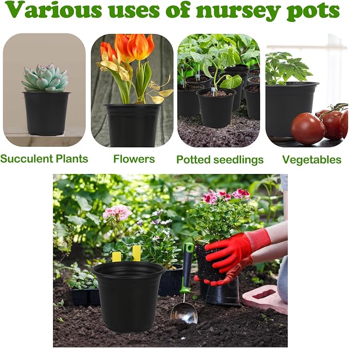 100 Packs 6 Inch Nursery Pots, 4 5 6 Inches Plastic Nursery Pots - Image 7