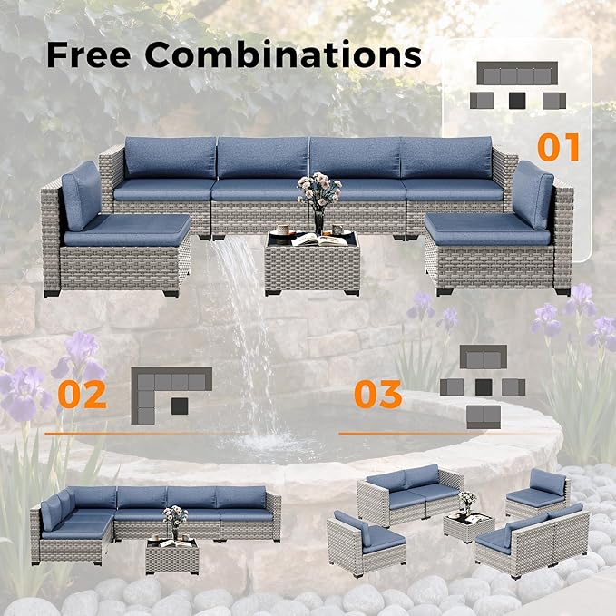 12-Seat Modular Patio Furniture Set – Outdoor Wicker Sectional Sofa - Image 7