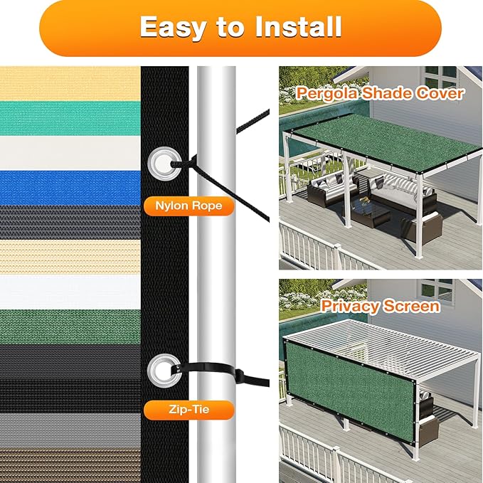 Artpuch Outdoor Pergola Shade Cover 7' X 14' Sun Shade Cloth - Image 5