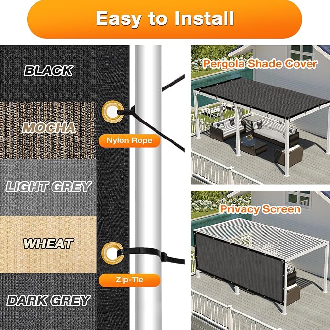 Artpuch Outdoor Pergola Shade Cover 7x11 FT Sun Shade Cloth - Image 5