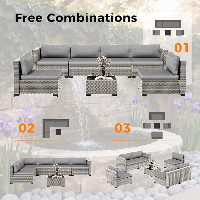 12-Seat Modular Patio Furniture Set – Outdoor Wicker Sectional Sofa - Image 7
