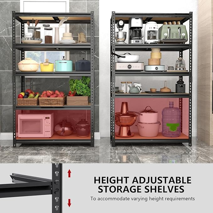 Heavy Duty Garage Shelving, 5-Tier Metal Storage Shelves, 2400LBS Shelving Unit - Image 7