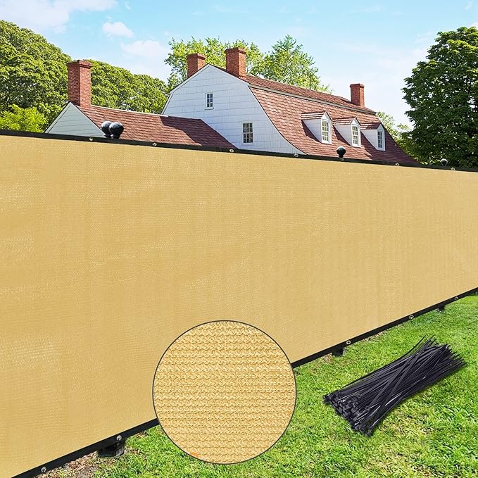 UPGRADE Privacy Fence Screen 3'x8' Sand Outdoor 90% Visibility Blockage 170 GSM by UPGRADE