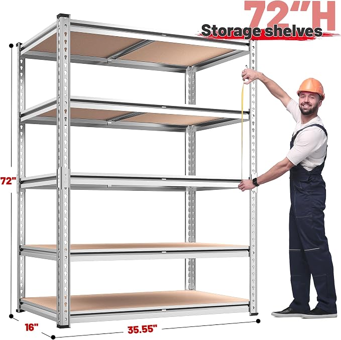 REIBII 2020LBS Garage Shelving Heavy Duty Metal Shelving 5 Tier Storage Shelves - Image 3