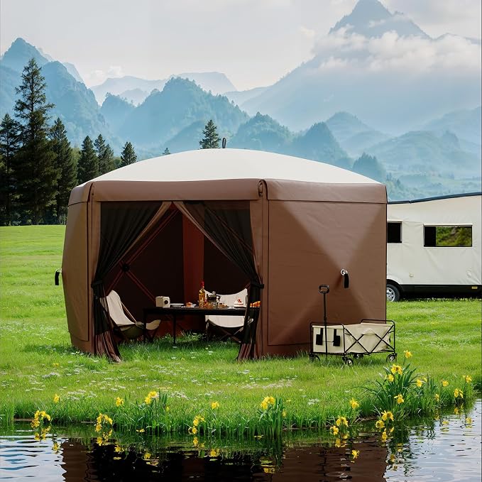 11.5x11.5FT 6-Sided Pop Up Gazebo Tent，One-Push Setup Canopy Tent - Image 9