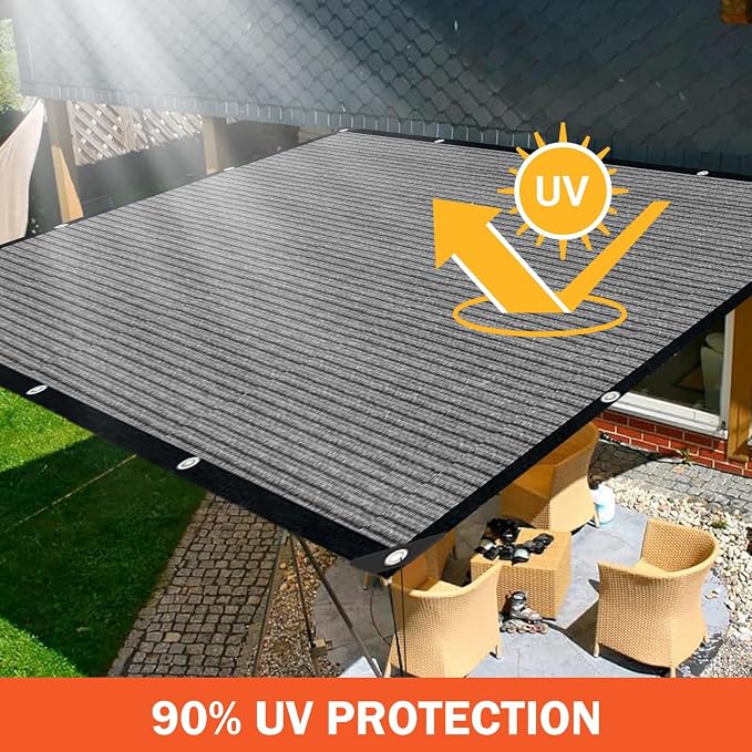 10x12 FT Sun Shade Cloth with Grommets, Pergola Shade Cover Canopy, 90% - Image 4