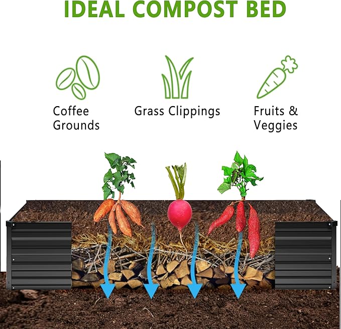 12x2x1FT Galvanized Raised Garden Bed Kit, Vegetable Boxes-Rectangle Metal - Image 3
