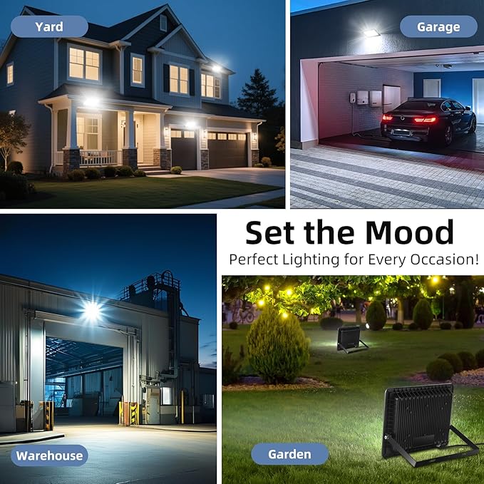 100W Flood Lights Outdoor, 12000LM Bright LED Work Light, IP66 Waterproof - Image 6
