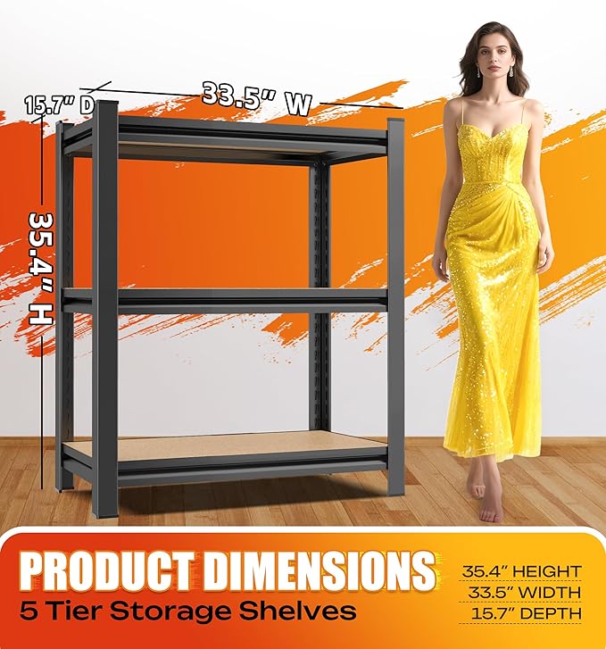AOAORRG Garage Shelving Heavy Duty Storage Shelves, Metal Adjustable Shelving - Image 3