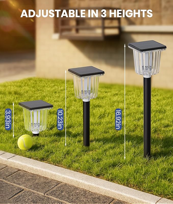 12-Pack Super Bright Solar Pathway Lights Outdoor Powered, Adjustable Warm&Cool - Image 6