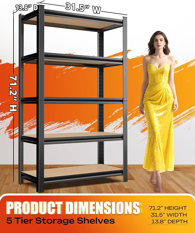 AOAORRG Set of 4 Garage Shelving Heavy Duty Storage Shelves, Metal Adjustable - Image 3