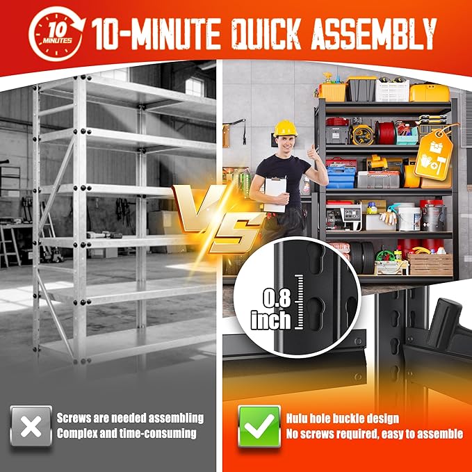 71"Hx46"Wx18"D Garage Shelving-2050 lbs 5 Tier Storage Shelves, Adjustable - Image 5