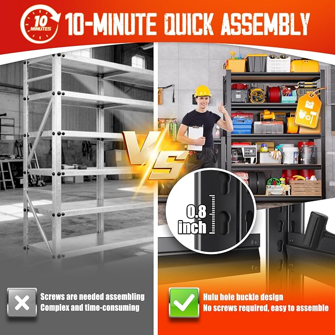 Set of 4 71"H Garage Shelving-5 Tier Garage Storage Shelves, Adjustable Heavy - Image 5