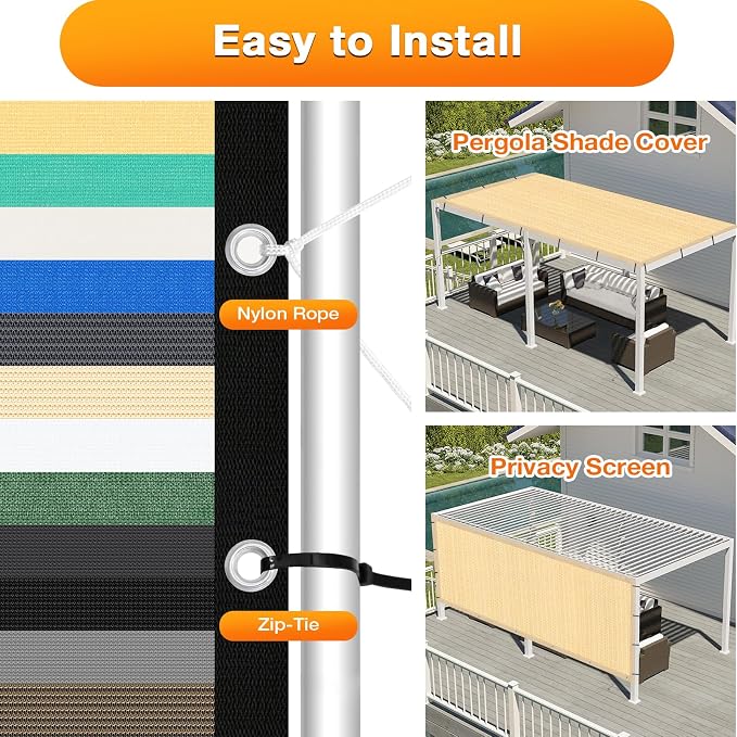 Artpuch Outdoor Pergola Shade Cover 7' X 20' Sun Shade Cloth - Image 5