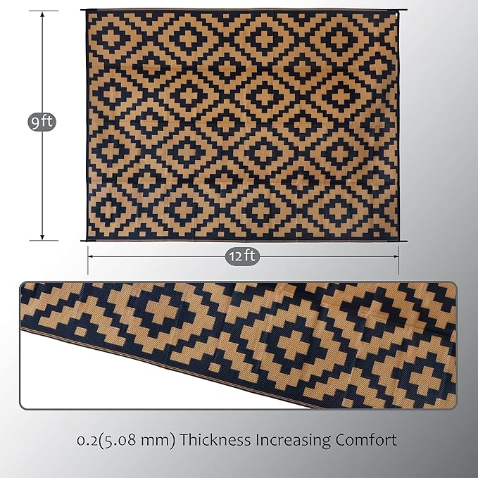 SAND MINE Reversible Mats, Plastic Straw Rug, Modern Area Rug, Large Floor Mat - Image 2