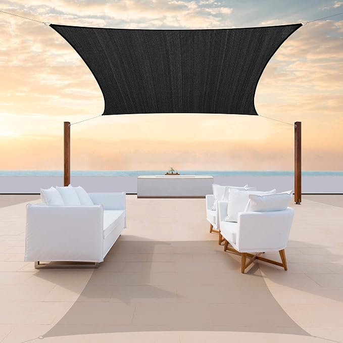 ColourTree TAPR1616 Custom Size 8' x 22' Black Sun Shade Sail Canopy UV Block by ColourTree