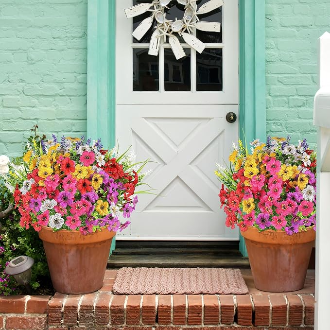 12 Bundles Artificial Flowers for Outdoor, No Fade Fake Plastic Flower Lavender - Image 6