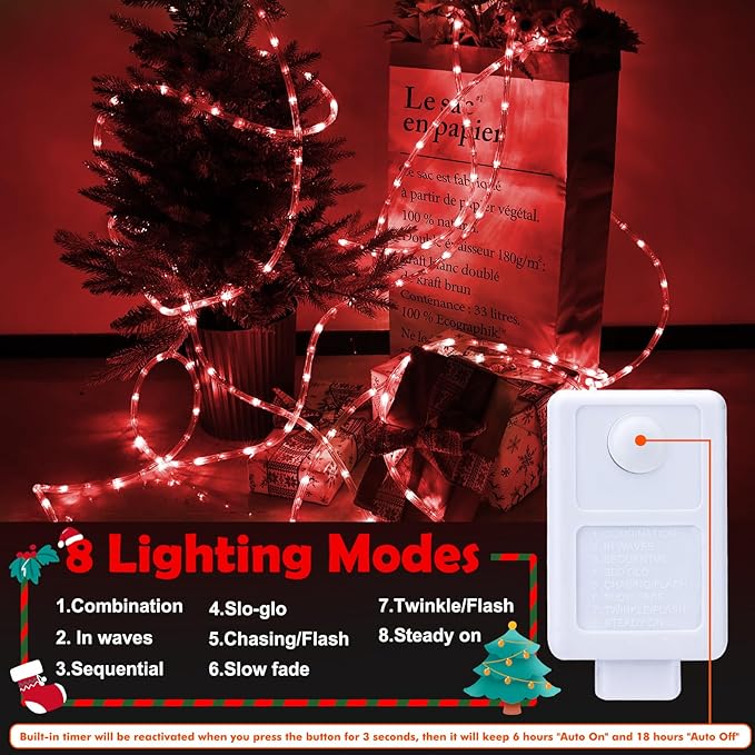 100ft LED Rope Lights Outdoor, 720 LED Connectable and Flexible Tube Lights - Image 3
