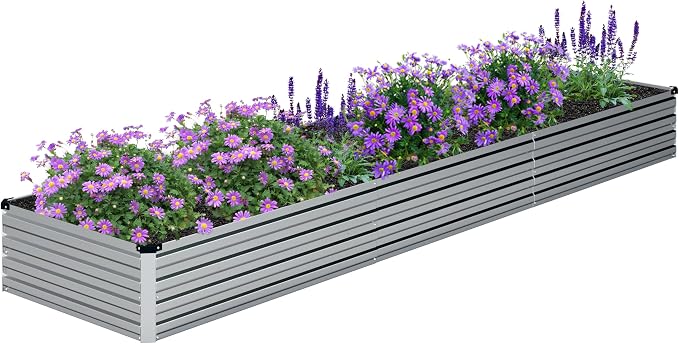 12x2x1FT Galvanized Raised Garden Bed Kit, Vegetable Boxes-Rectangle Metal by DIIYIV