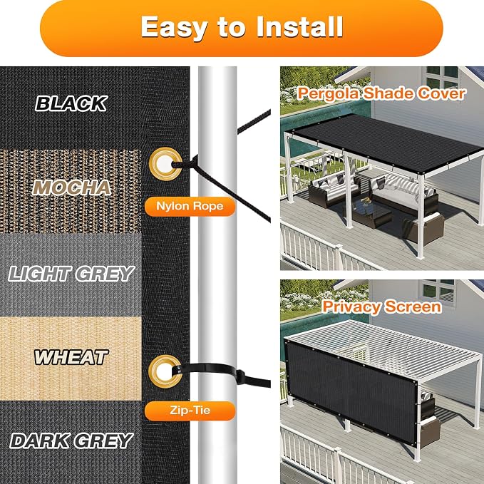 Artpuch Outdoor Pergola Shade Cover 17x21 FT Sun Shade Cloth - Image 5
