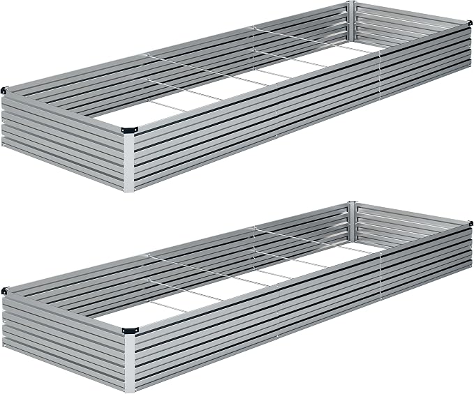 10×3×1FT Galvanized Raised Garden Bed Kit, Metal Planter Boxes, Large Outdoor by ZUNUDA