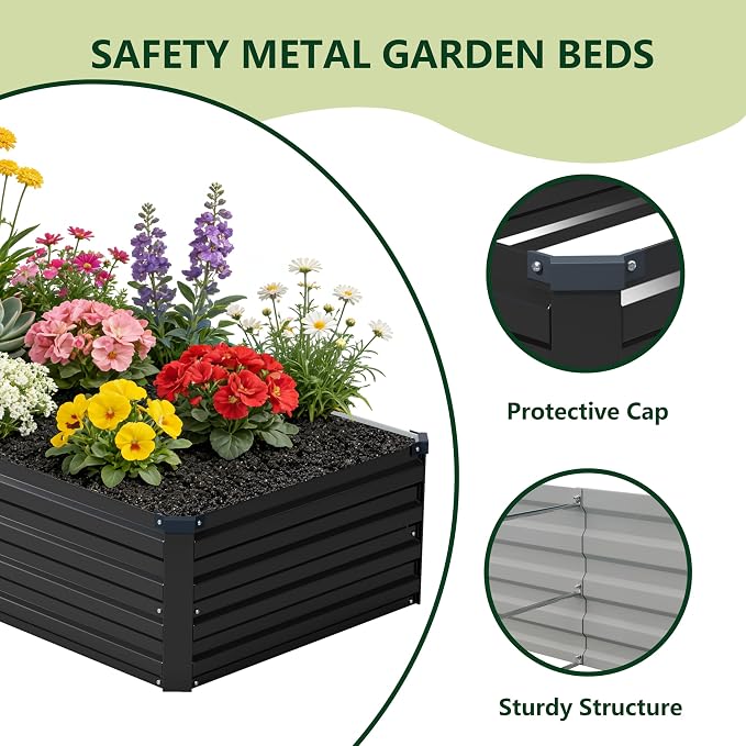 12x2x1 ft Galvanized Raised Garden Bed, Outdoor Planter Box Metal Patio Kit - Image 3