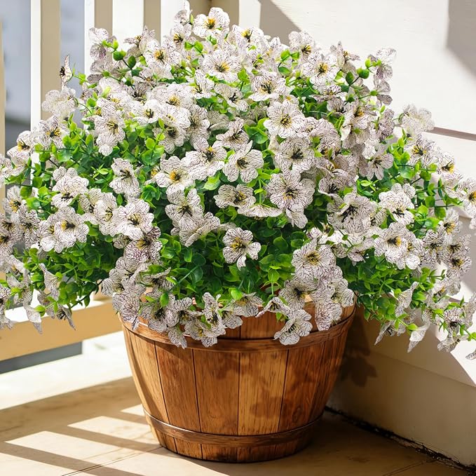 20 Bundles Artificial Flowers for Outdoors, UV Resistant Fake Plants Flowers by Grunyia