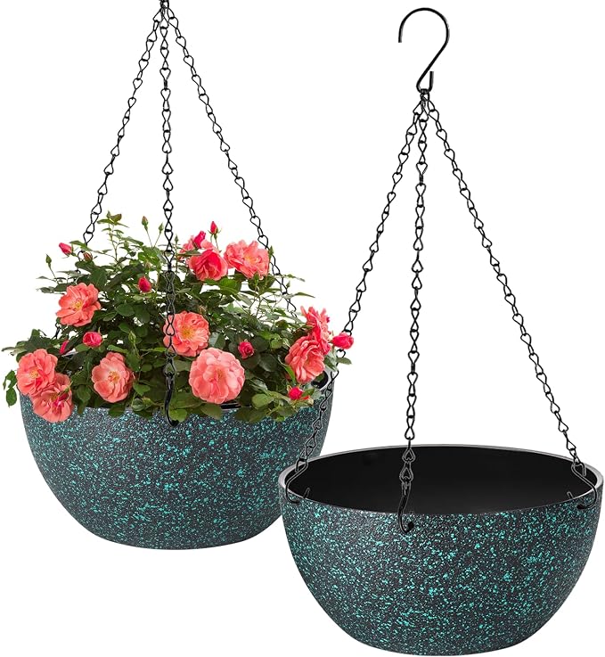 10 inch Hanging Planters for Indoor Plants, 2 Pack Planters for Outdoor Plants by HIGSEEU