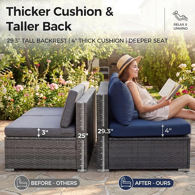 NICESOUL 29.3'' High-Back Outdoor Patio Conversation Set - Image 7