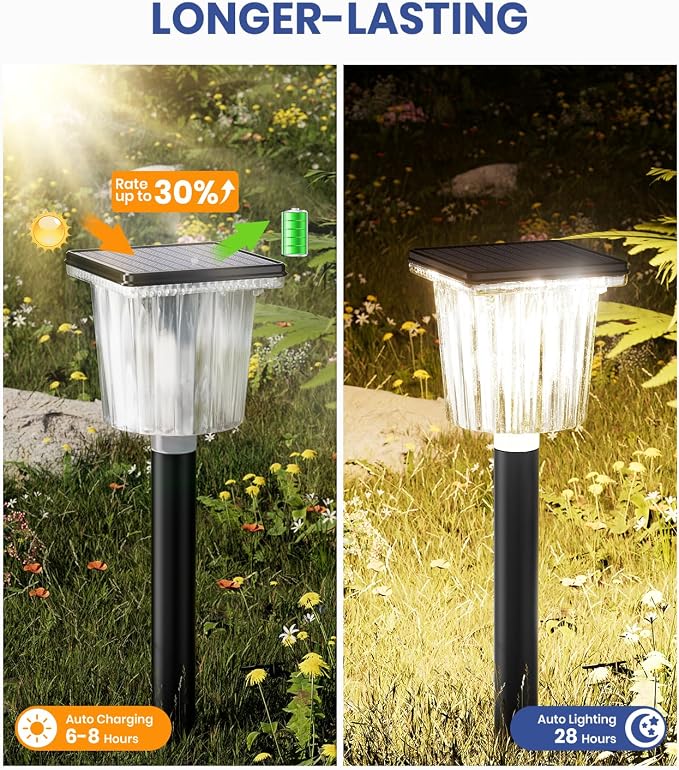 12-Pack Super Bright Solar Pathway Lights Outdoor Powered, Adjustable Warm&Cool - Image 5