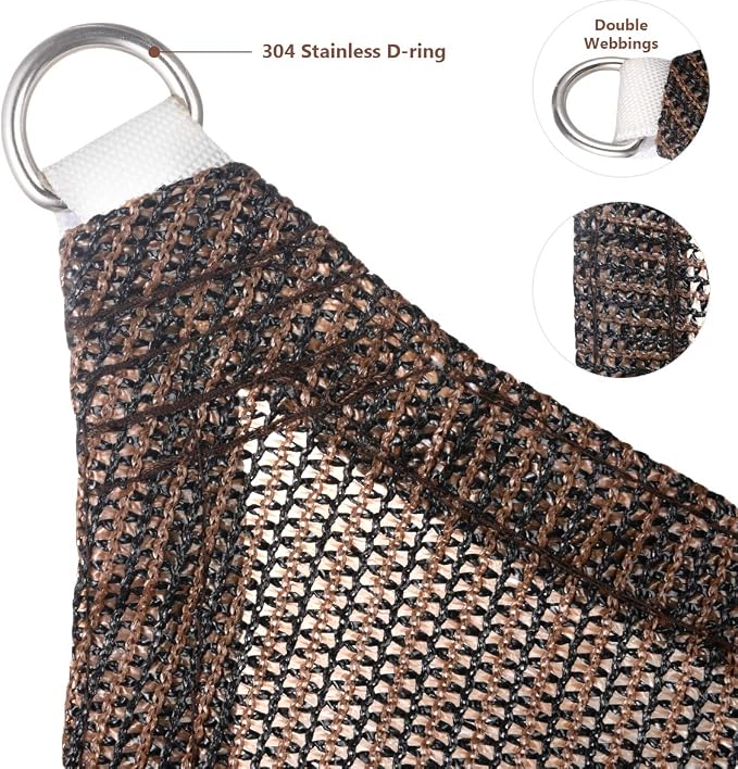 Eden's Decor Straight Flat-Edged Sun Shade Sail Rectangular 13' x 21' Brown - Image 2