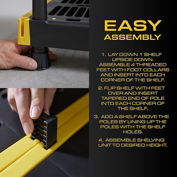 CX Black & Yellow, 5-Tier Heavy Duty Plastic Storage Shelves that Support up to - Image 6