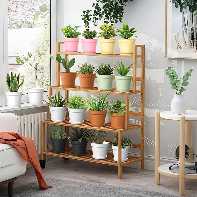 10 Pack 6 Inch Plant Pots with Drainage and Saucers, Stackable Nursery Planters - Image 7