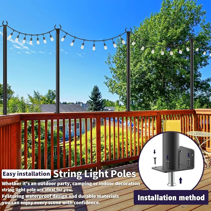 10 Pack String Light Poles, 5Ft Light Poles - Image 2