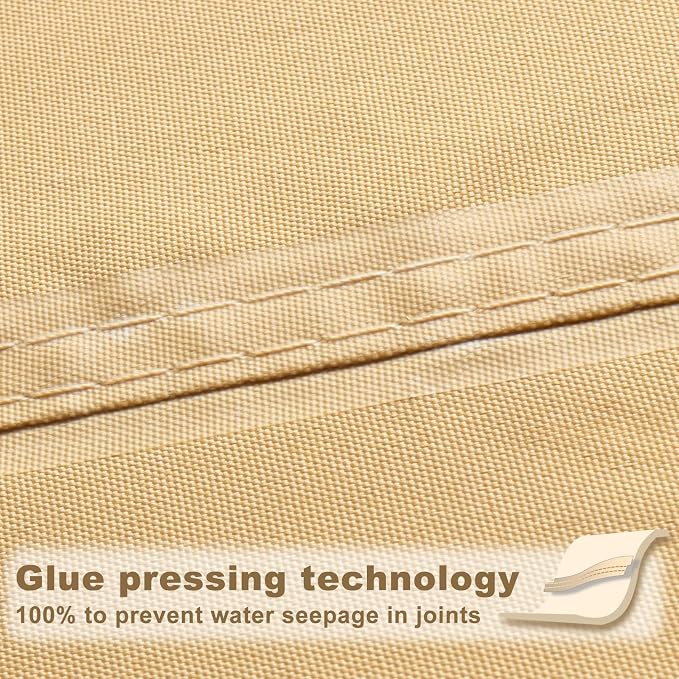 SUNNY GUARD Waterproof Sun Shade Sail 5'x6'x7.8' Sand Right Triangle UV Block - Image 4