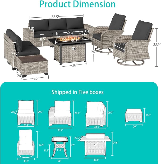 10-Piece Outdoor Patio Furniture Set - Image 5
