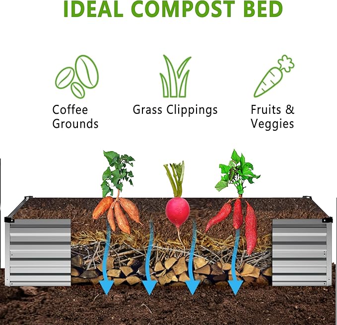12x2x1FT Galvanized Raised Garden Bed Kit, Vegetable Boxes-Rectangle Metal - Image 4